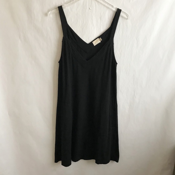Nation Ltd Larkin Cotton Sleeveless Black V-Neck Mini Dress M Pockets Relaxed - Picture 1 of 8